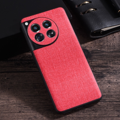 

For OnePlus 12 Cloth Texture PU + TPU Phone Case(Red)