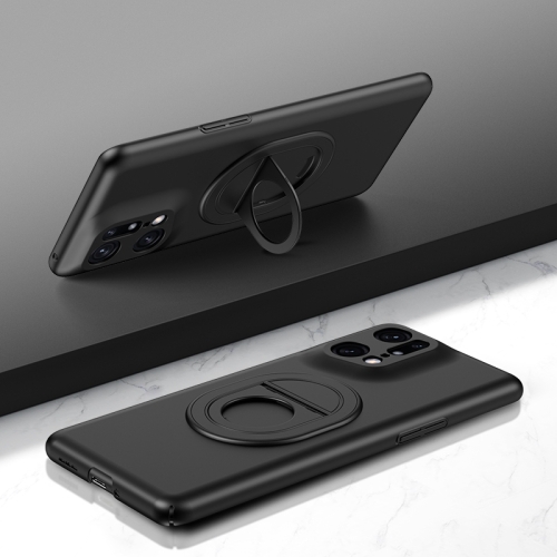 

For OPPO Find X5 Pro Magsafe Hidden Fold Holder Full Coverage Shockproof Phone Case(Black)