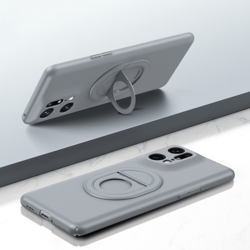 

For OPPO Find X5 Pro Magsafe Hidden Fold Holder Full Coverage Shockproof Phone Case(Grey)