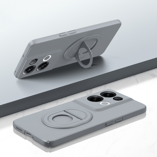 

For OPPO Reno8 Pro+ Magsafe Hidden Fold Holder Full Coverage Shockproof Phone Case(Grey)