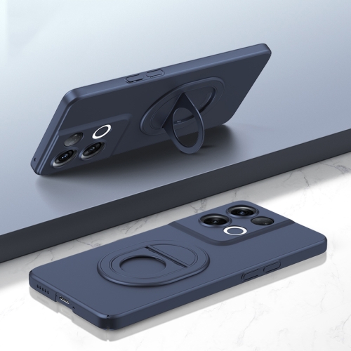 

For OPPO Reno8 Pro Magsafe Hidden Fold Holder Full Coverage Shockproof Phone Case(Blue)