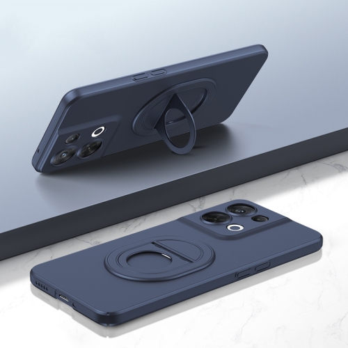 

For OPPO Reno8 Magsafe Hidden Fold Holder Full Coverage Shockproof Phone Case(Blue)