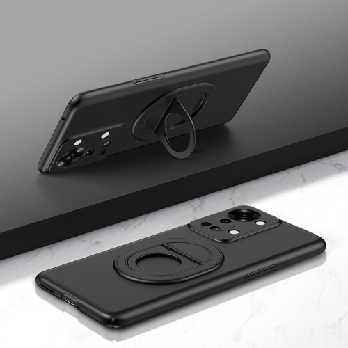 

For OnePlus Nord 2T Magsafe Hidden Fold Holder Full Coverage Shockproof Phone Case(Black)
