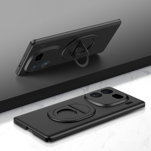 

For vivo iQOO 12 Pro Magsafe Hidden Fold Holder Full Coverage Shockproof Phone Case(Black)