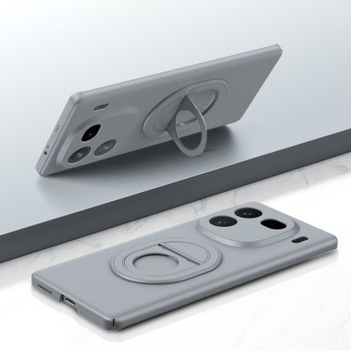 

For vivo iQOO 12 Pro Magsafe Hidden Fold Holder Full Coverage Shockproof Phone Case(Grey)