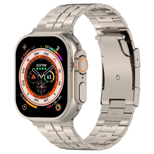 For Apple Watch Ultra 2 49mm Tortoise Buckle Titanium Steel Watch Band( Starlight)