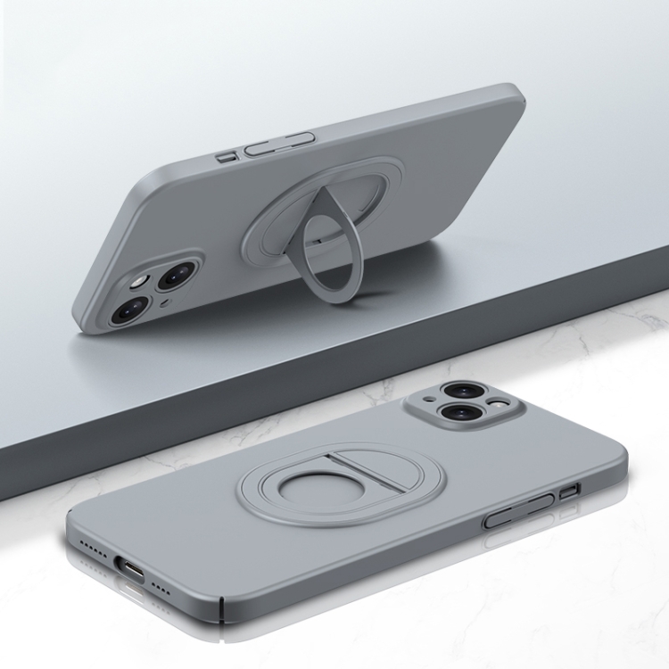 

For iPhone 13 Magsafe Hidden Fold Holder Full Coverage Shockproof Phone Case(Grey)