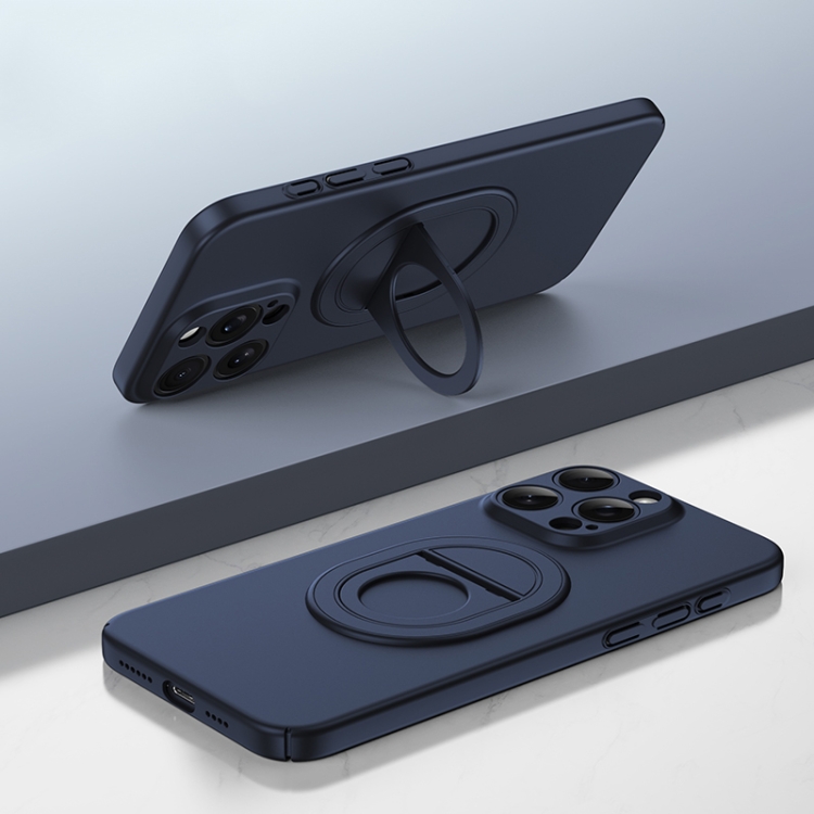 

For iPhone 15 Pro Max Magsafe Hidden Fold Holder Full Coverage Shockproof Phone Case(Blue)