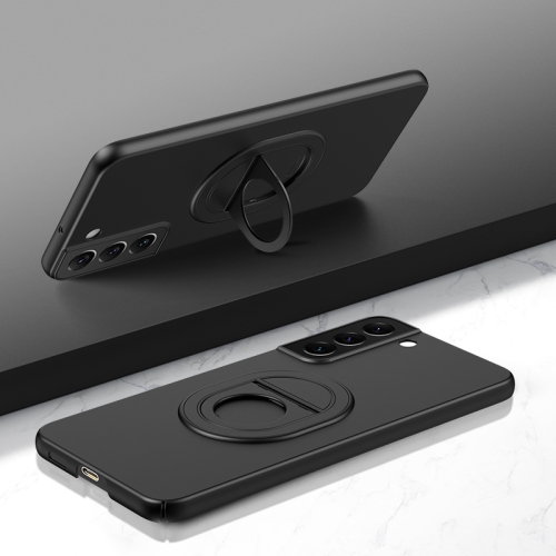 For Samsung Galaxy S22 Magsafe Hidden Fold Holder Full Coverage Shockproof Phone Case(Black)
