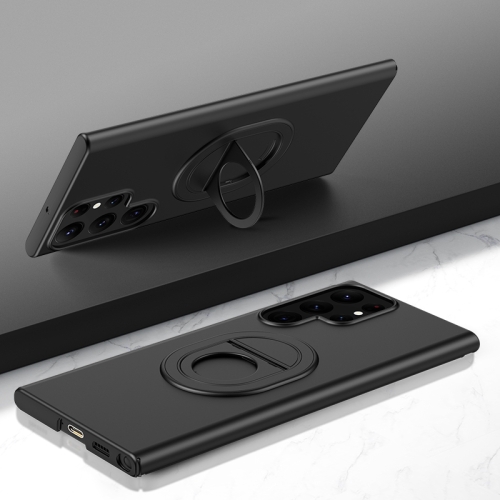 

For Samsung Galaxy S22 Ultra Magsafe Hidden Fold Holder Full Coverage Shockproof Phone Case(Black)
