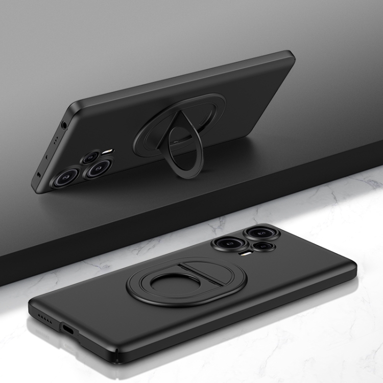 

For Xiaomi Redmi Note 12 Turbo Magsafe Hidden Fold Holder Full Coverage Shockproof Phone Case(Black)
