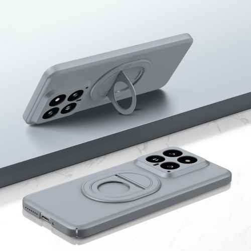 

For Xiaomi 14 Magsafe Hidden Fold Holder Full Coverage Shockproof Phone Case(Grey)