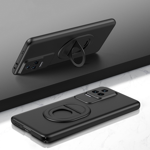 

For Xiaomi Redmi K50 Pro Magsafe Hidden Fold Holder Full Coverage Shockproof Phone Case(Black)