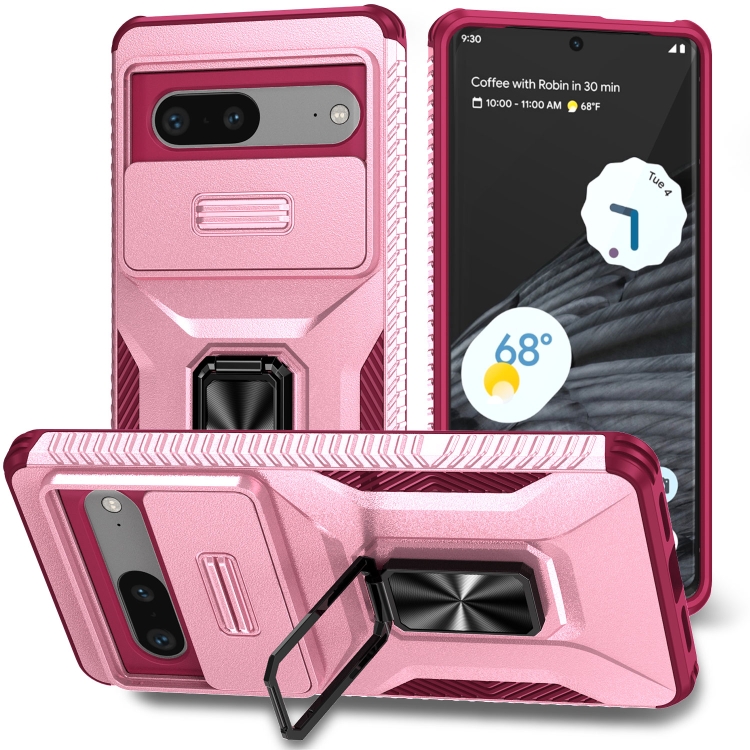 Funda De Piel Suncase Para Google Pixel 7 Con Funda De Silicona Incluida - Rosa Salmón, Cierre Magnético