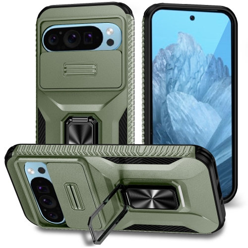 

For Google Pixel 9 Pro Sliding Camshield Holder Phone Case(Alpine Green)