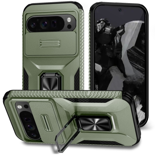 

For Google Pixel 9 Pro XL Sliding Camshield Holder Phone Case(Alpine Green)