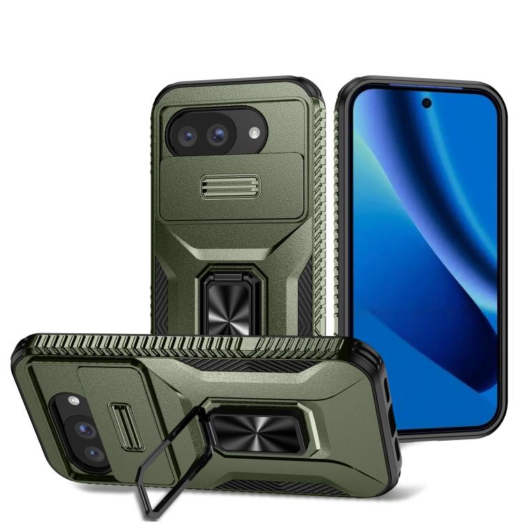 

For Google Pixel 10a Sliding Camshield Holder Phone Case(Alpine Green)