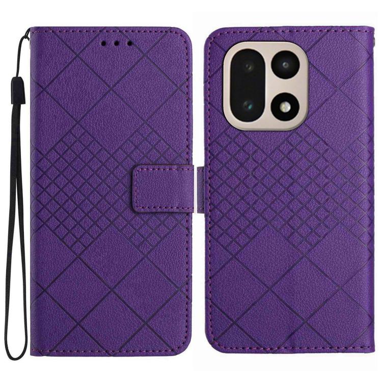 

For OnePlus 15 5G Rhombic Grid Texture Leather Phone Case(Purple)