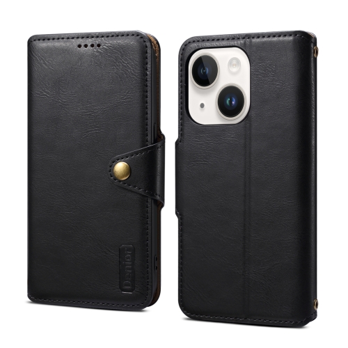 

For iPhone 14 Denior Cowhide Texture Wallet Style Leather Phone Case(Black)