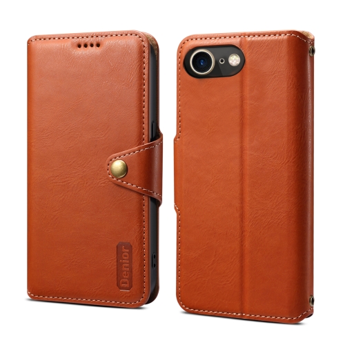 

For iPhone SE 2022/SE 2020/6/7/8 Denior Cowhide Texture Wallet Style Leather Phone Case(Brown)