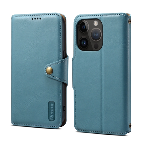 

For iPhone 13 Pro Max Denior Cowhide Texture Wallet Style Leather Phone Case(Blue)