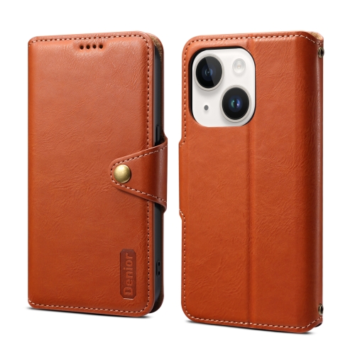 

For iPhone 13 Denior Cowhide Texture Wallet Style Leather Phone Case(Brown)