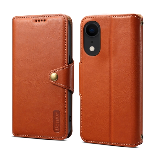 

For iPhone XR Denior Cowhide Texture Wallet Style Leather Phone Case(Brown)