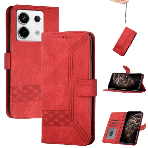 

For Xiaomi Redmi Note 13 Pro 4G Cubic Skin Feel Flip Leather Phone Case(Red)