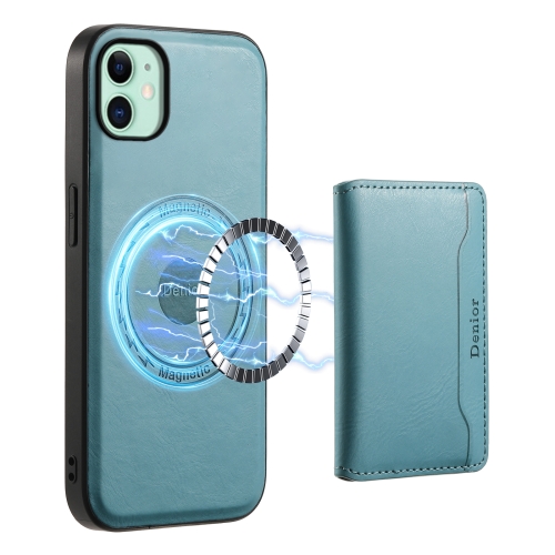 For iPhone 11 Denior Cowhide Texture Leather MagSafe Detachable Wallet Phone Case(Blue) 100pcs tpu tph full cover phone screen protector hd anti blue soft hydraulic front film for iphone samsung and all mobile phones