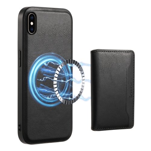 For iPhone XS Max Denior Cowhide Texture Leather MagSafe Detachable Wallet Phone Case(Black) motospeed ck67 67 keys wired mechanical keyboard rgb light effect abs keycap kailh blue switches detachable data cable black