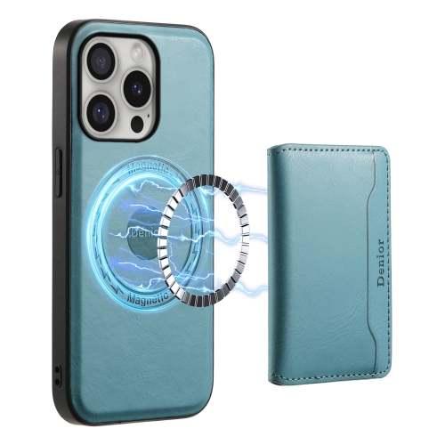 

For iPhone 16 Pro Max Denior Cowhide Texture Leather MagSafe Detachable Wallet Phone Case(Blue)