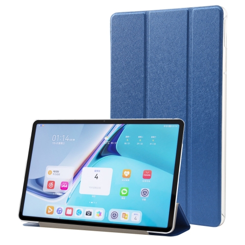 

For Huawei MatePad Pro 11 2024 Silk Texture 3-Fold Leather Tablet Case(Dark Blue)