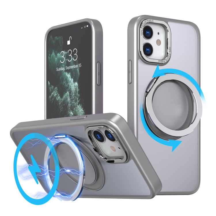 

For iPhone 11 360-degree Rotating MagSafe Magnetic Holder Phone Case(Titanium Grey)