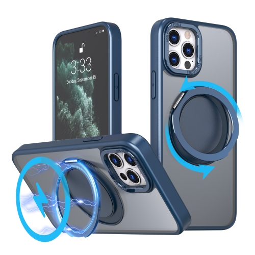 

For iPhone 11 Pro 360-degree Rotating MagSafe Magnetic Holder Phone Case(Navy Blue)
