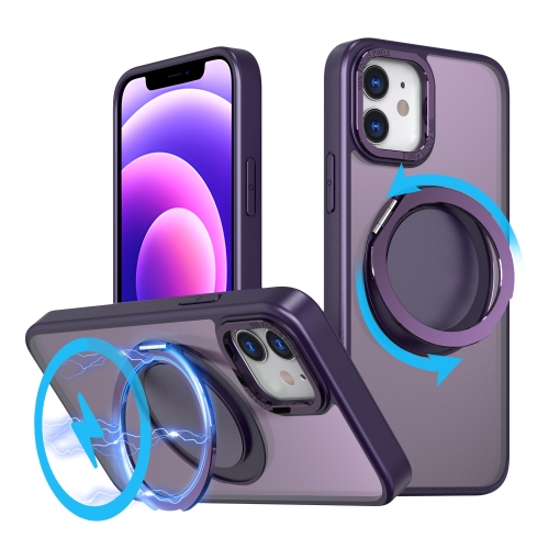 

For iPhone 12 360-degree Rotating MagSafe Magnetic Holder Phone Case(Purple)