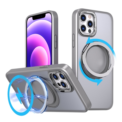 

For iPhone 12 Pro Max 360-degree Rotating MagSafe Magnetic Holder Phone Case(Titanium Grey)