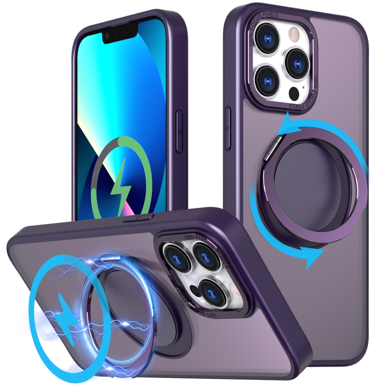 

For iPhone 13 Pro 360-degree Rotating MagSafe Magnetic Holder Phone Case(Purple)