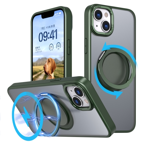 

For iPhone 14 360-degree Rotating MagSafe Magnetic Holder Phone Case(Green)