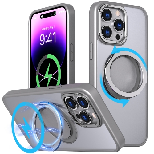 

For iPhone 14 Pro 360-degree Rotating MagSafe Magnetic Holder Phone Case(Titanium Grey)