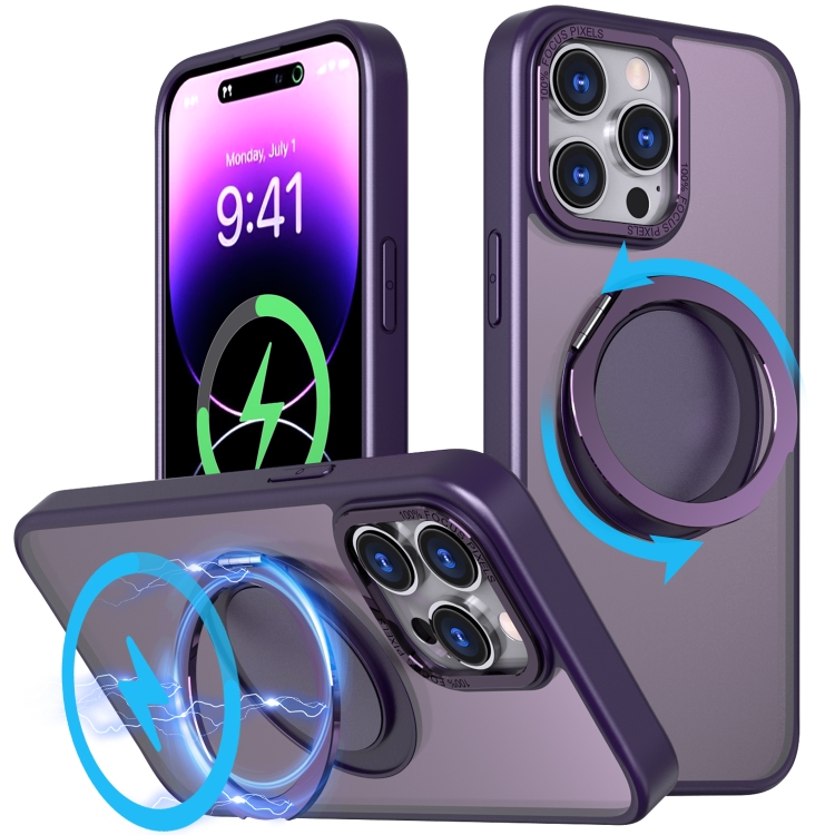 

For iPhone 14 Pro 360-degree Rotating MagSafe Magnetic Holder Phone Case(Purple)