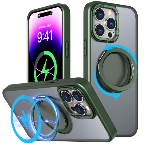 

For iPhone 14 Pro Max 360-degree Rotating MagSafe Magnetic Holder Phone Case(Green)