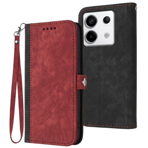 

For Xiaomi Redmi Note 13 Pro 4G Side Buckle Double Fold Hand Strap Leather Phone Case(Red)