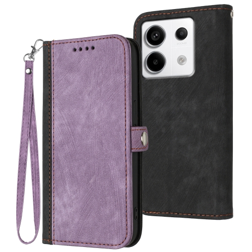

For Xiaomi Redmi Note 13 Pro 4G Side Buckle Double Fold Hand Strap Leather Phone Case(Purple)