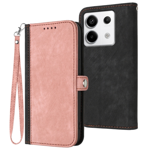 

For Xiaomi Redmi Note 13 Pro 4G Side Buckle Double Fold Hand Strap Leather Phone Case(Pink)