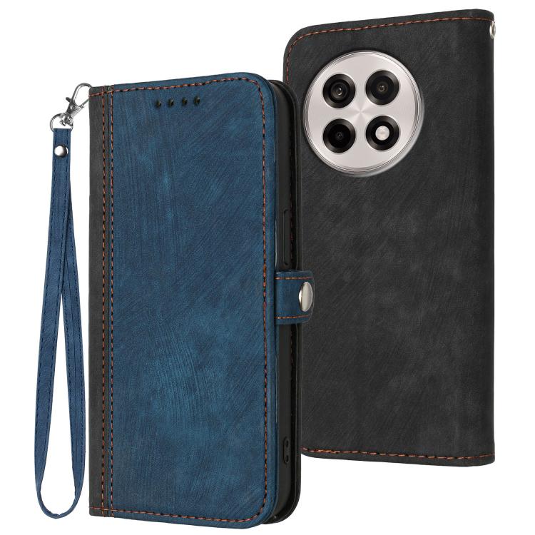 

For OnePlus Ace 5 / 13R Global Side Buckle Double Fold Hand Strap Leather Phone Case(Royal Blue)