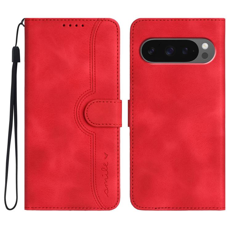 

For Google Pixel 10 Pro XL Heart Pattern Skin Feel Leather Phone Case(Red)