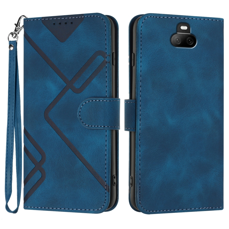 

For Sony Xperia 20 Line Pattern Skin Feel Leather Phone Case(Royal Blue)