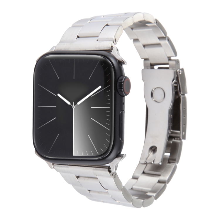 

For Apple Watch 38mm Three-Bead Stainless Steel Watch Band(Silver)