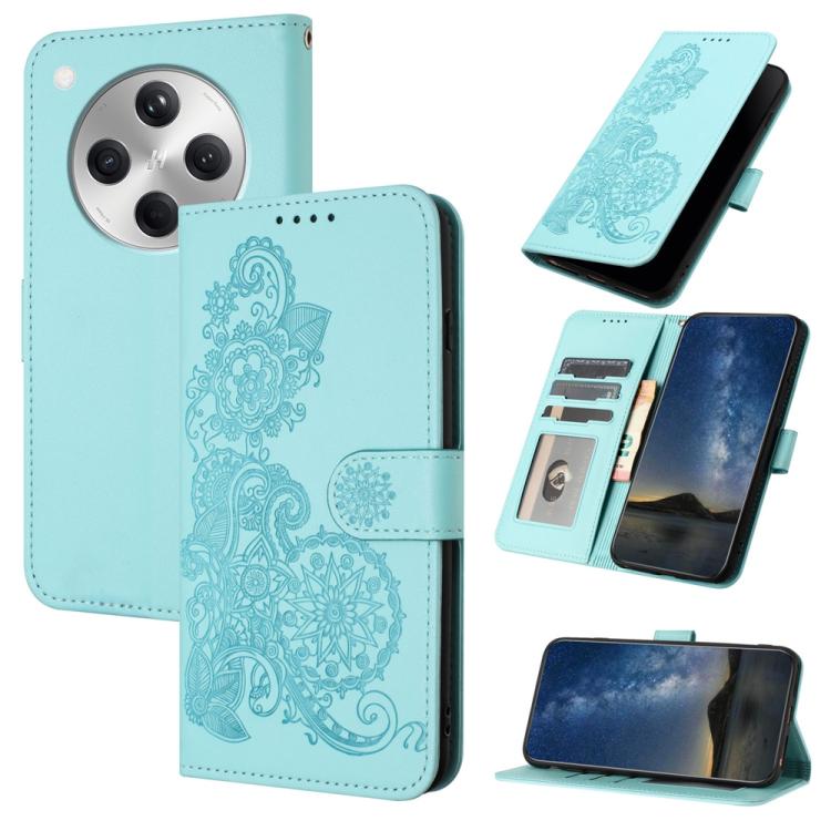 

For OPPO Find X8 Datura Flower Embossed Flip Leather Phone Case(Light Blue)