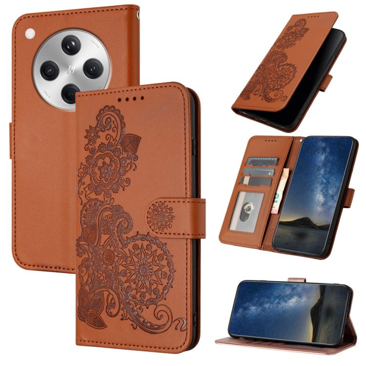 

For OPPO Find X8 Datura Flower Embossed Flip Leather Phone Case(Brown)